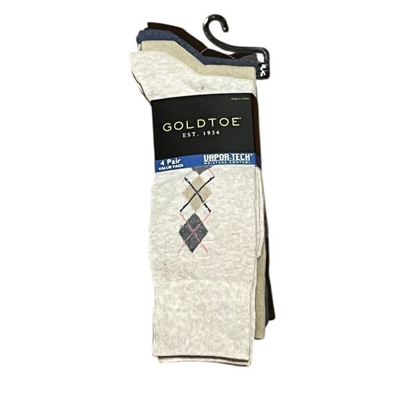 Gold Toe Argyle Dress Socks, 4 Pairs, Neutral Tones, Size M/L, NWT - Picture 1 of 9